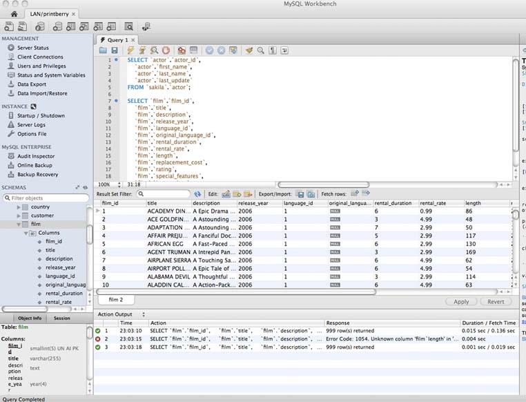 mysql screenshots